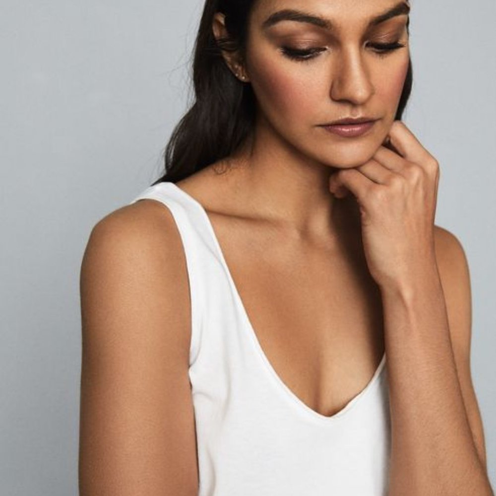 Reiss Elevated Basic/Classic White Tank/Brie 100%… - image 1